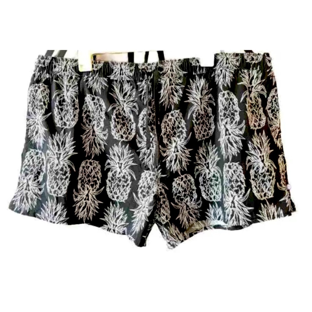 Lauren James Traveler Swim Surf Trunk Shorts Black With Pineapples Men's 2XL - Picture 4 of 7